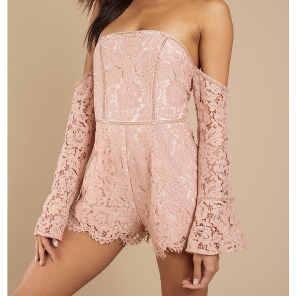 TOBI Rose Colored Off Shoulder Romper